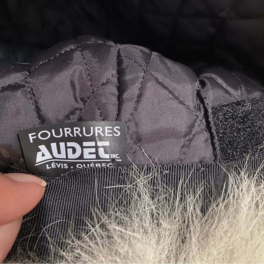 Fourrures Audet Hat One Size Adult Adjustable Fur Trim Suede Leather Black